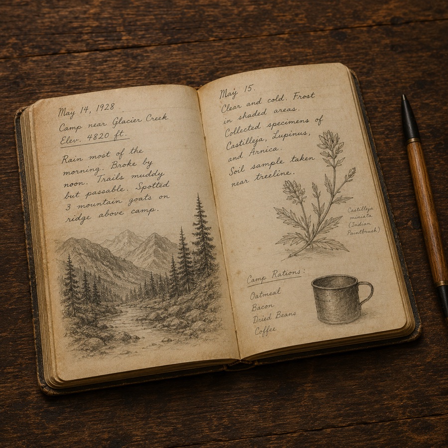 Alden's journals combine scientific observations with personal reflections, weather notes, wildlife sketches,…